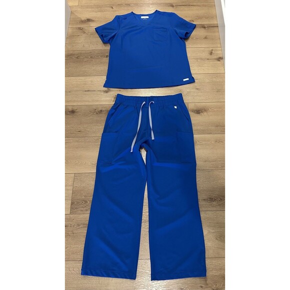 Women’s Re-Surge Scrub Set Royal Blue XL Wide Leg Pants & 2 Tops EUC! - Picture 2 of 10